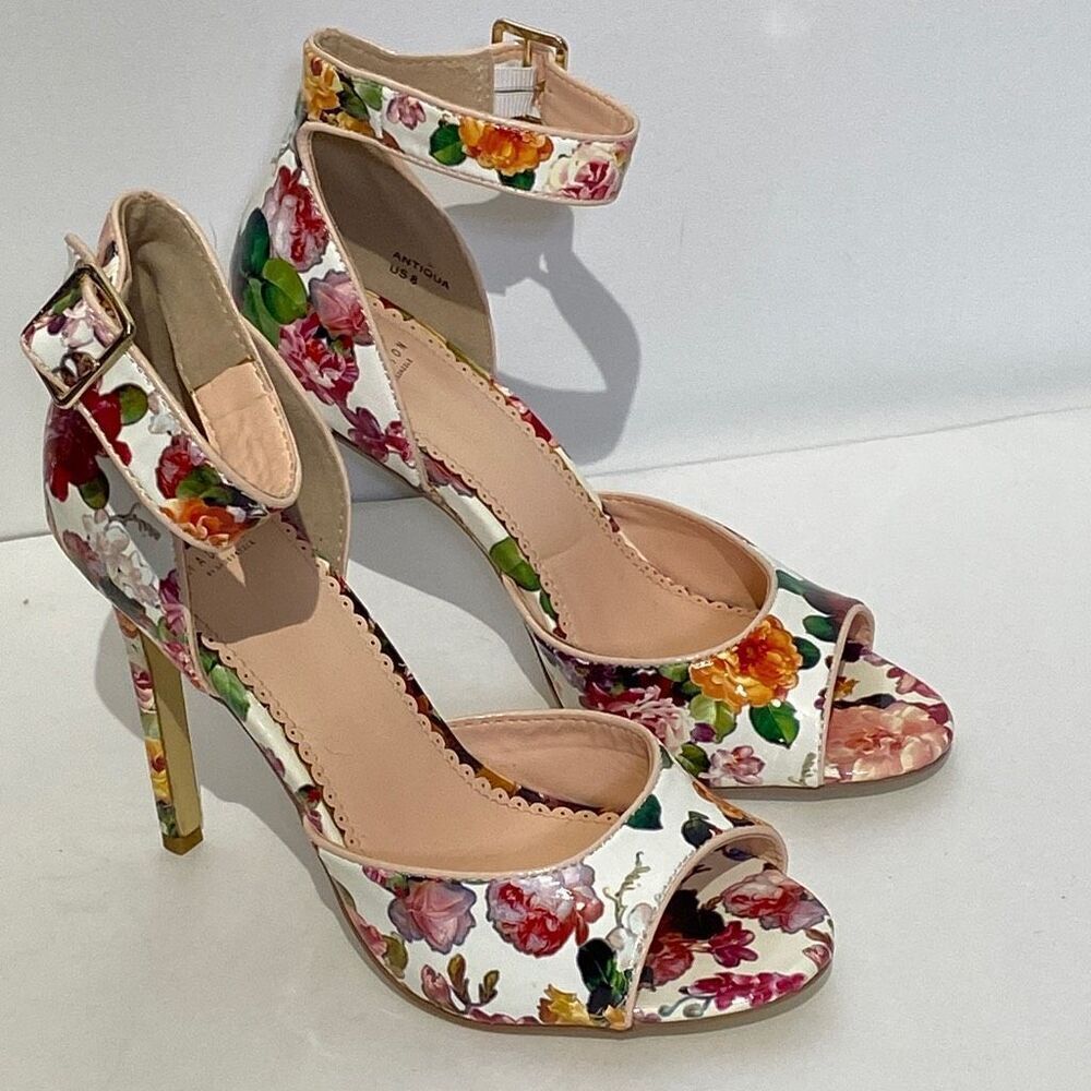 Madison by Shoedazzle Women's Antiqua Floral‎ Open Toe Heeled Sandals Size 8